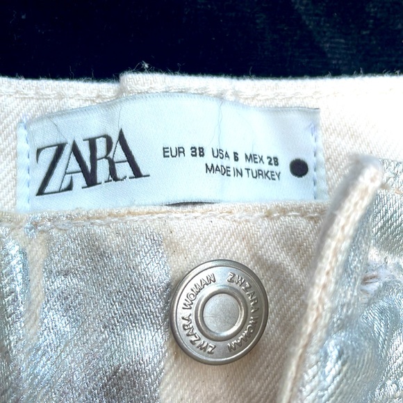 ZARA CHROME / METALLIC SILVER DIPPED BOYFRIEND DENIM JEANS -6 🔥🤘 - Picture 8 of 12